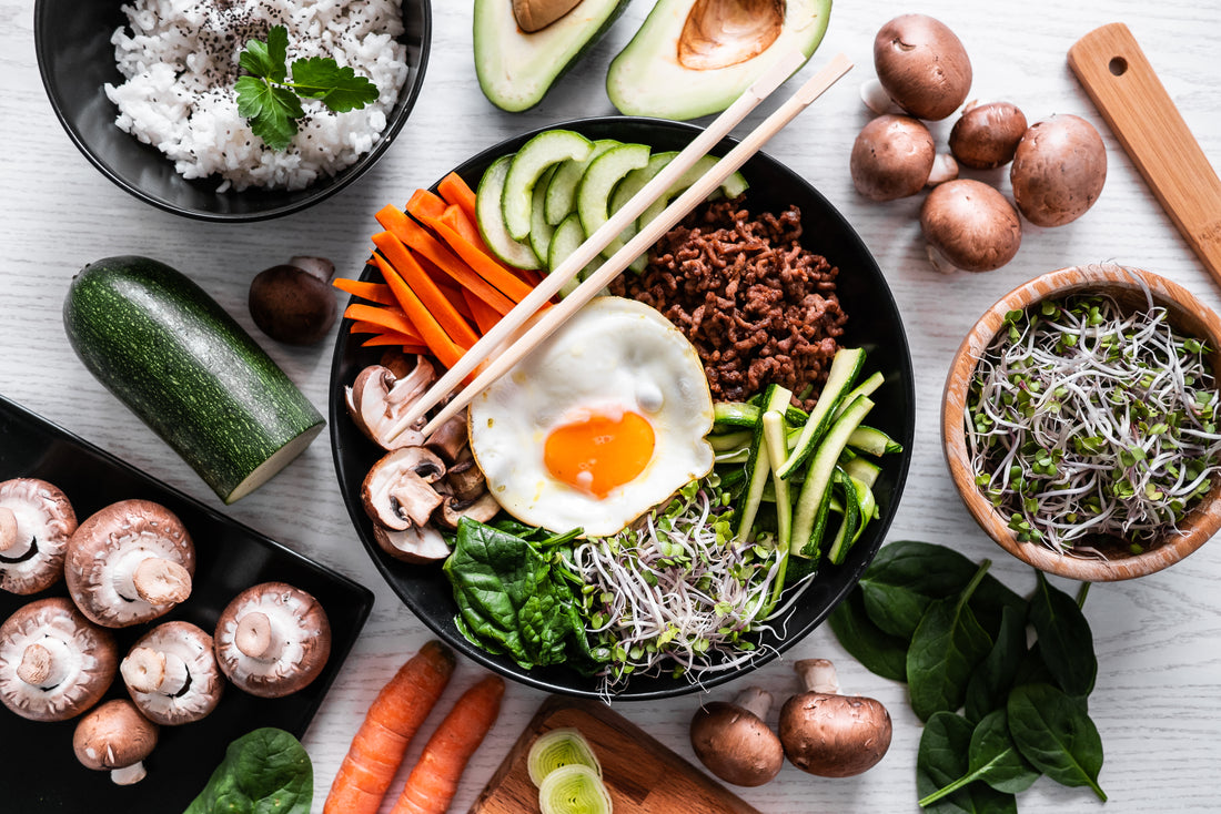 Photo of healthy foods from the food chain in a bowl 